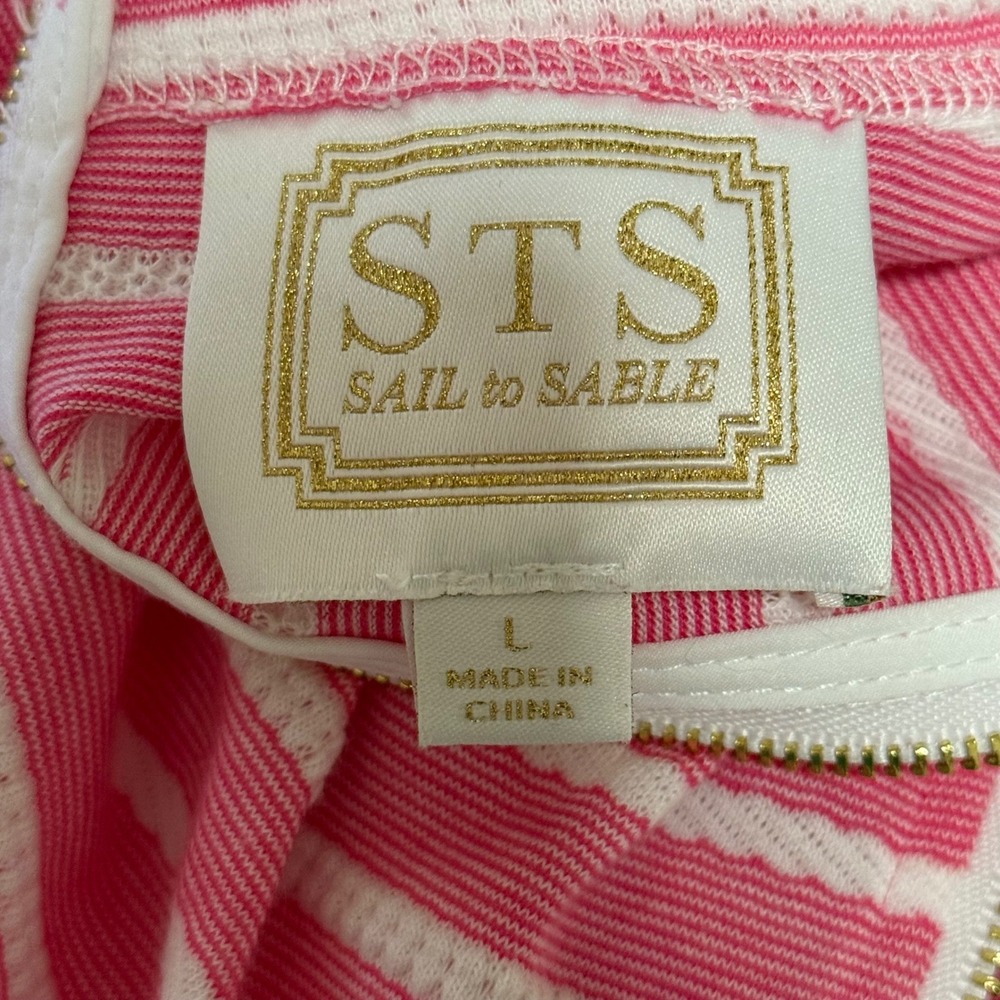 Sail to Sable Striped Tunic Dress‎ Womens Large Pink Excellent Long Sleeve Zip - Picture 7 of 7